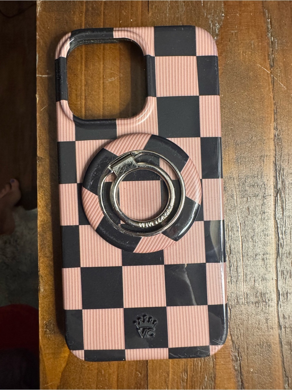 Velvet caviar Checkered Tan & Black Phone Case with Ring Holder 15 pro max